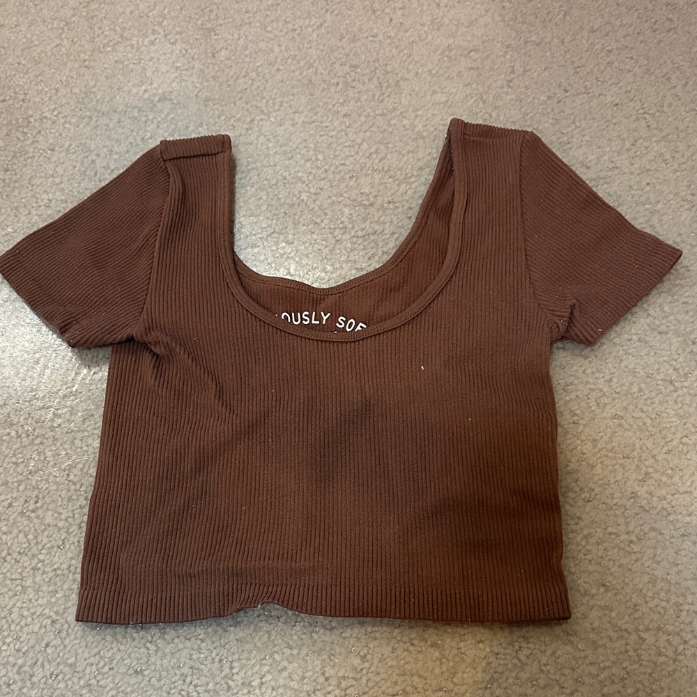 Aeropostale Brown Ribbed Crop Top